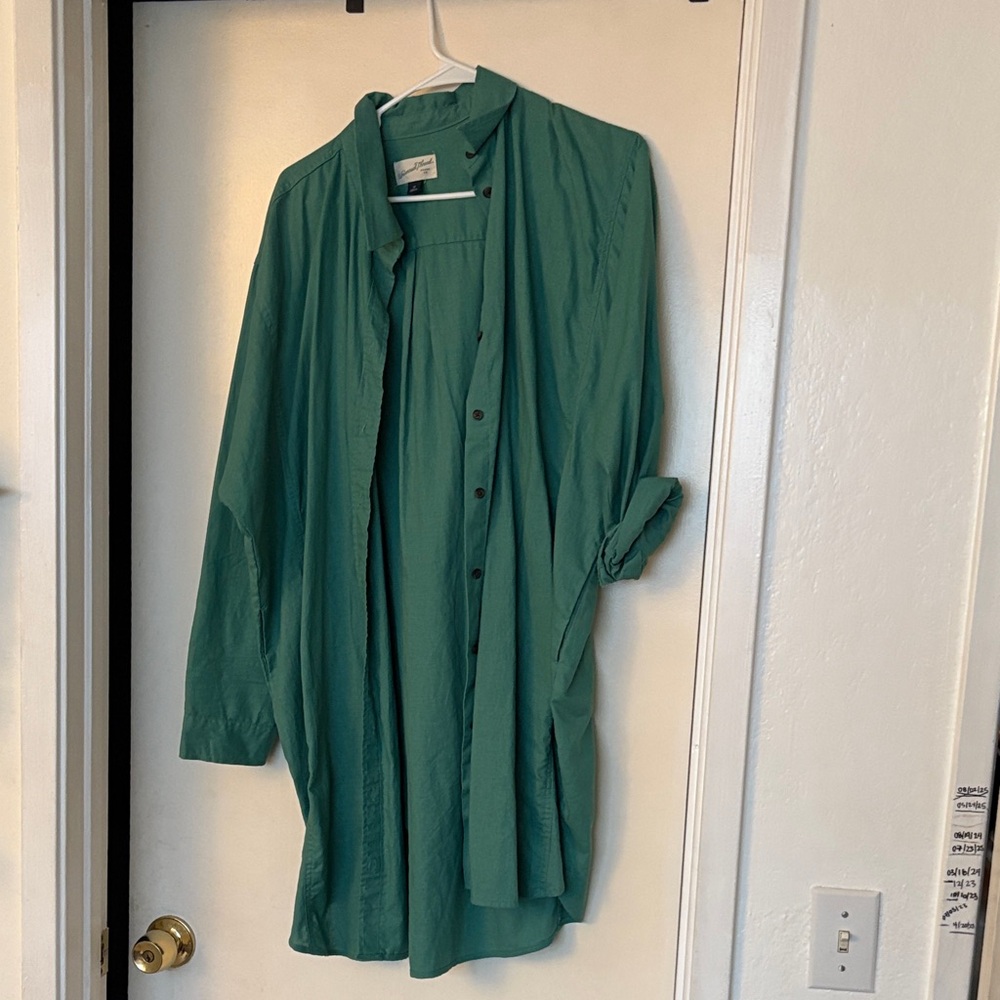 Teal Button-Up Shirt Dress